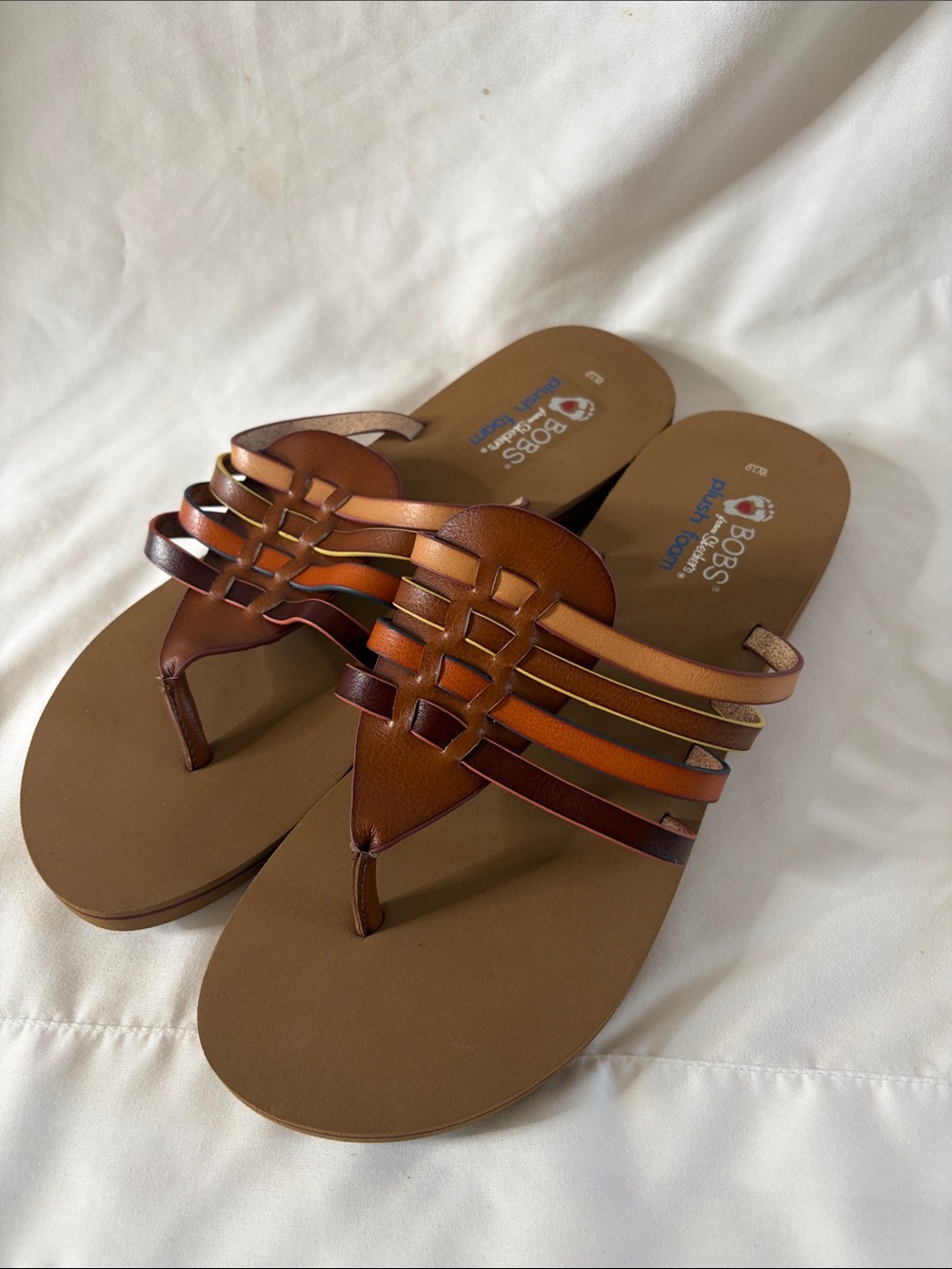 Woman's BOBS SKECHERS Slip On Thong Sandals Tropic Romance - Size 10 Worn 1-2X!